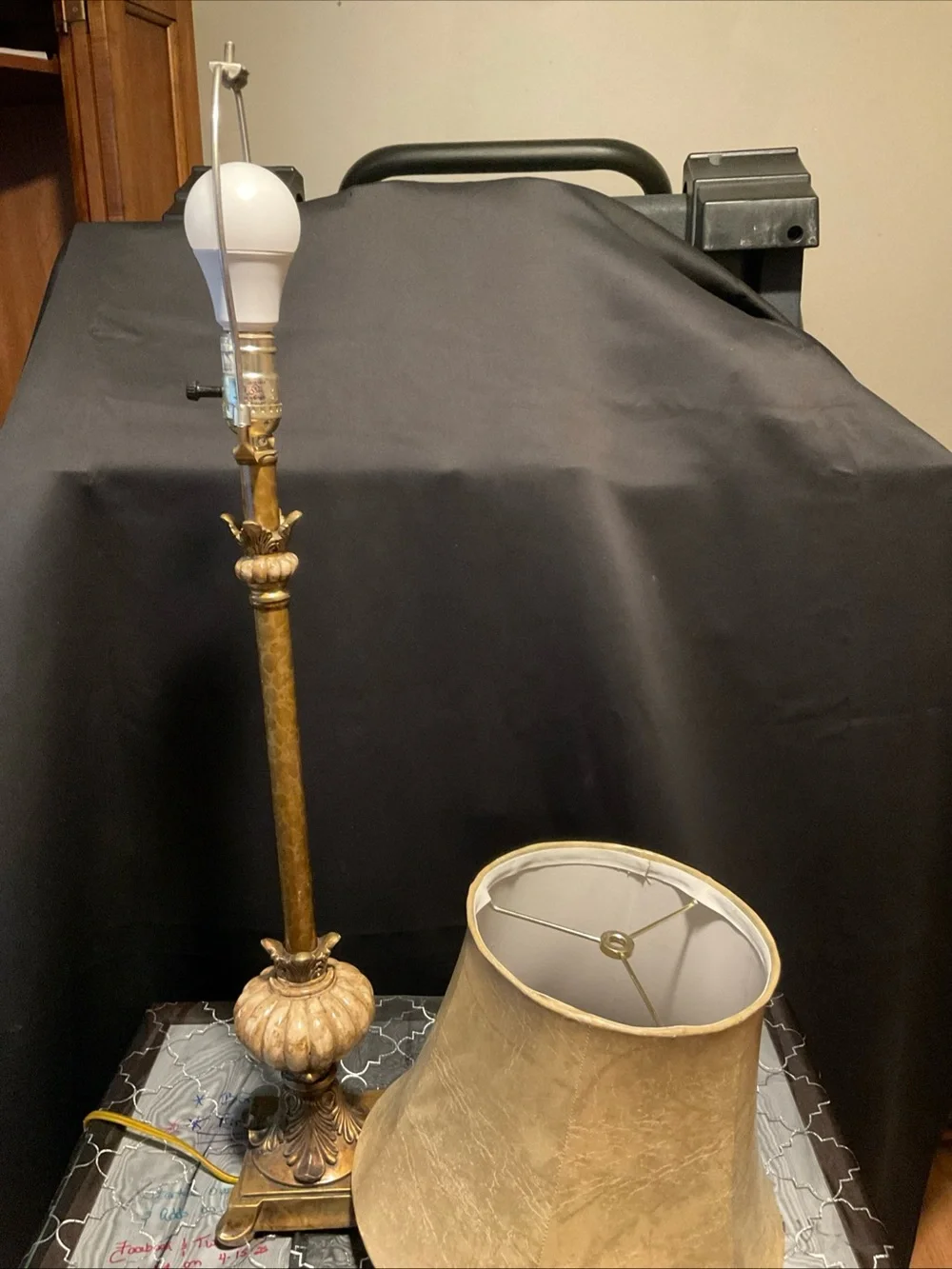 Classic Brass Table Lamp with Cream Shade